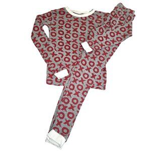 Burt Bee's Kids Size 8 XOXO Print Pajama Set In Red & Gray 3894